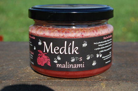 Medík s malinami 250g